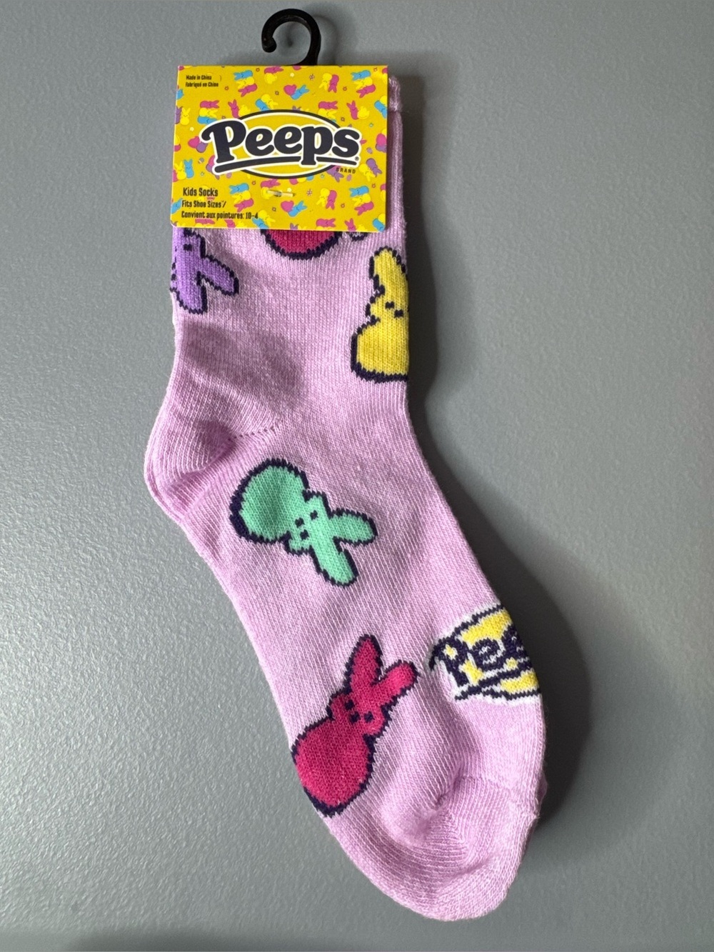 Peeps Easter Marshamallow Pink Kids Socks with Colorful Bunny Motifs seasonal